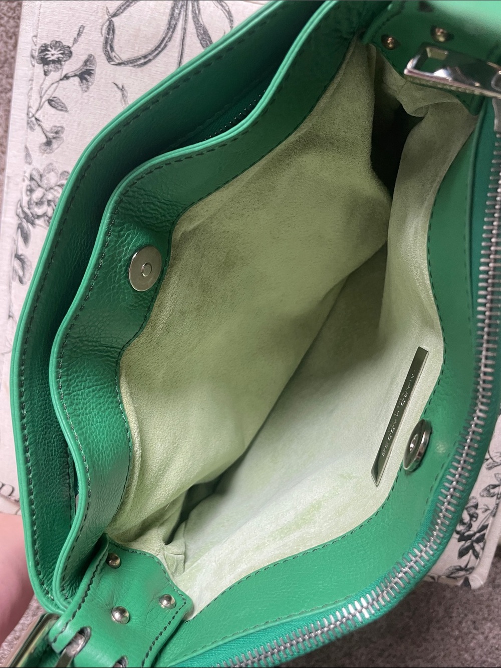 Marc Jacobs Emerald Green Leather Shoulder Bag with Front Pockets - Picture 12 of 14